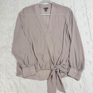 Chelsea28 semi-sheer cream long sleeve blouse size XS